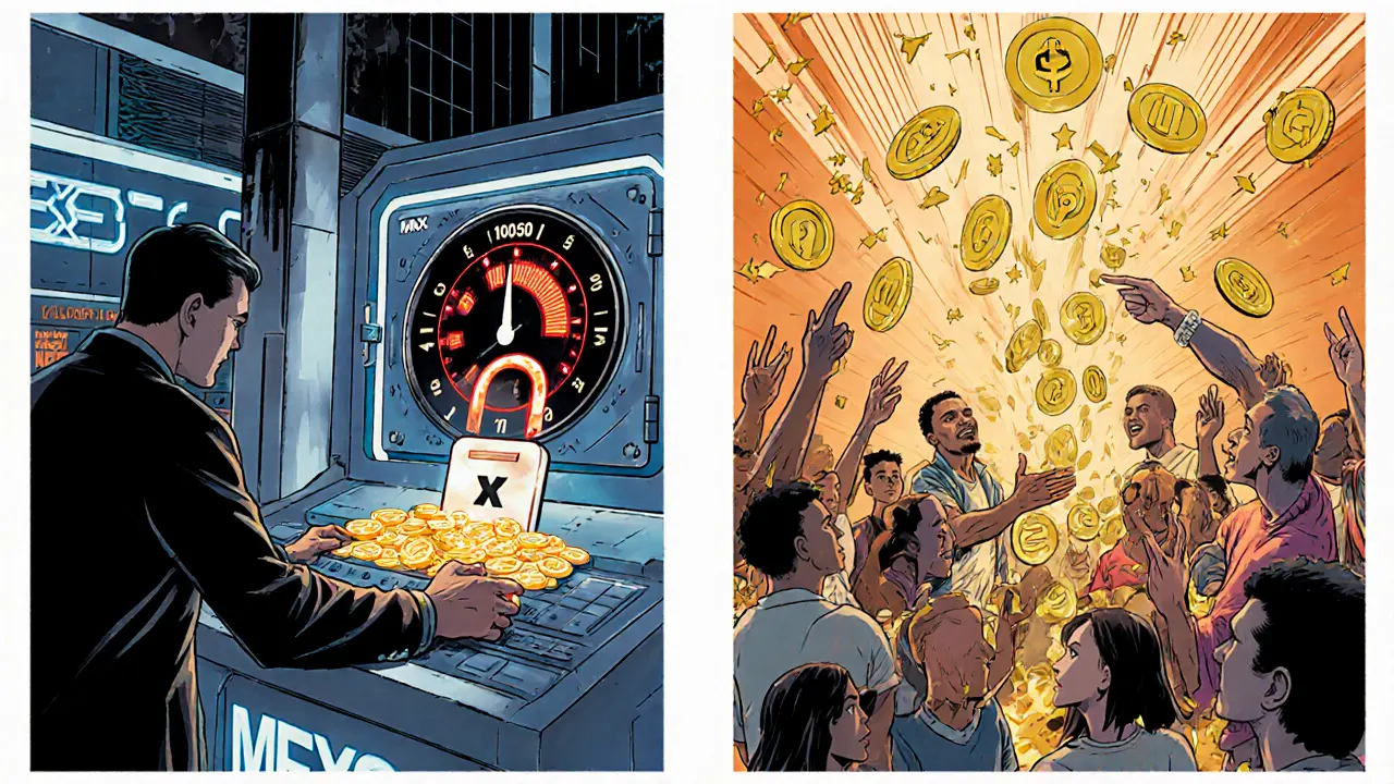 User locks MX tokens and votes on a glowing MEXC dashboard as a timer counts down.