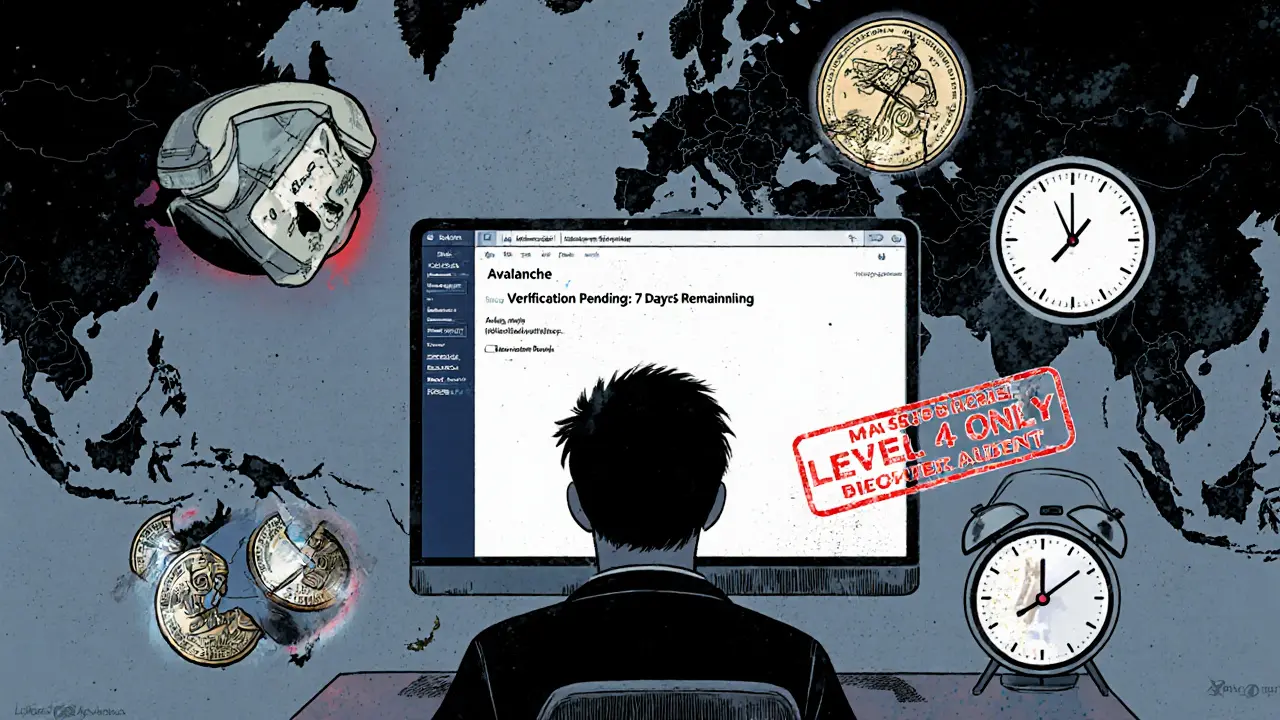 International user stuck in Upbit verification with missing coins and broken support icons, Seoul marked &#039;Level 4 Only&#039;.