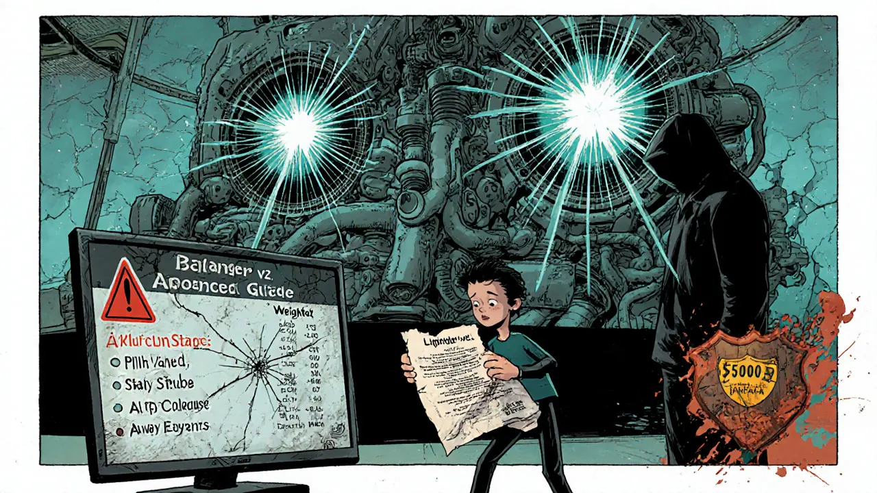 Liquidity provider facing a complex smart contract engine with impermanent loss warnings.