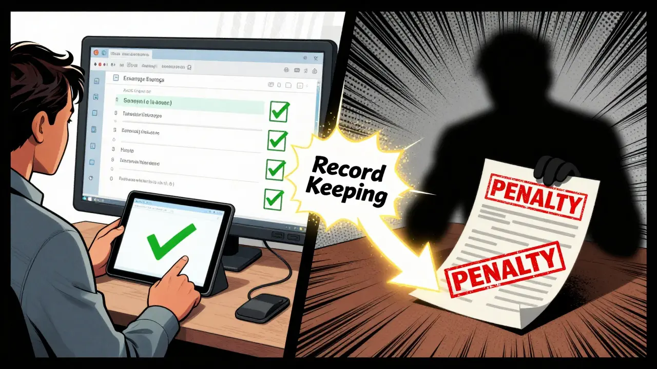 Split scene: trader using tax software vs. receiving an audit notice.