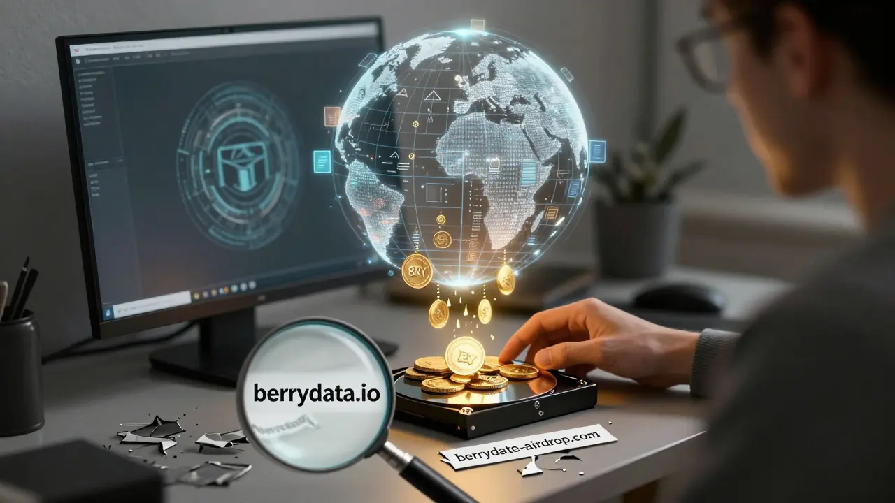 User earns BRY tokens by sharing storage space with a decentralized blockchain network in comic book art style.