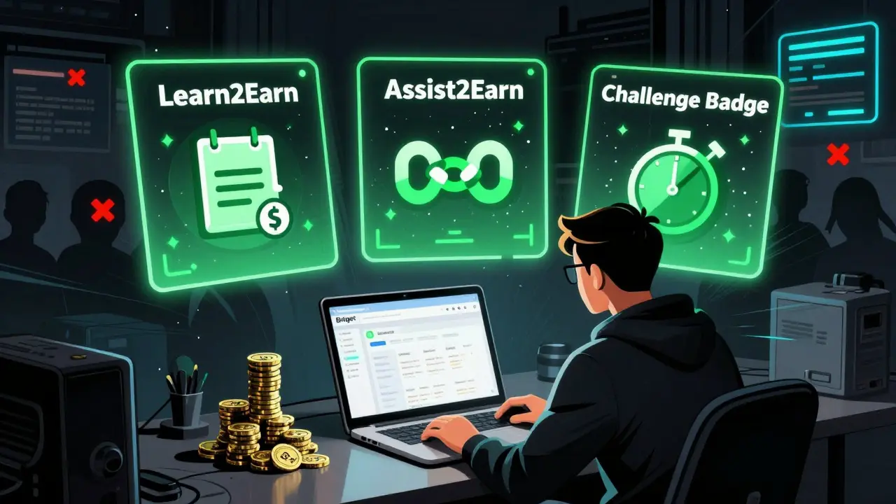 Trader on Bitget earning free WifeDoge tokens through Learn2Earn, Assist2Earn, and challenges.