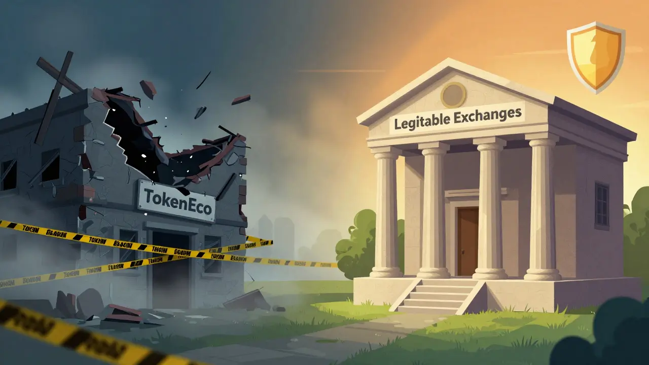 Contrast between fraudulent TokenEco and safe exchanges
