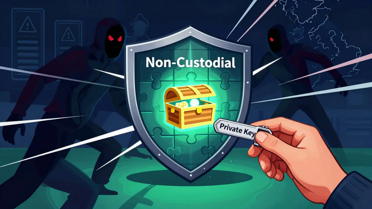 Graphic novel style image of a user protecting crypto with private keys