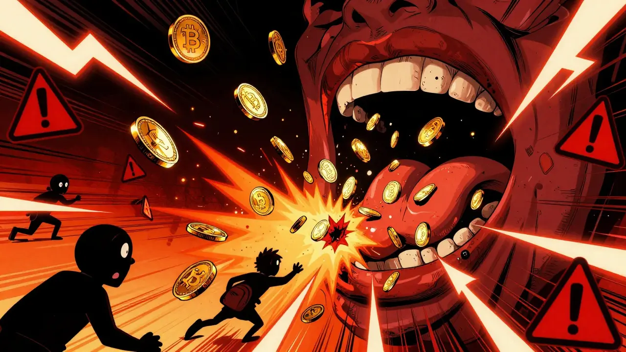 Coins falling into a dark void representing unaudited smart contract risks