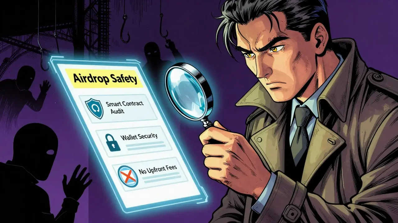 Detective using safety checklist to block crypto scams in graphic novel