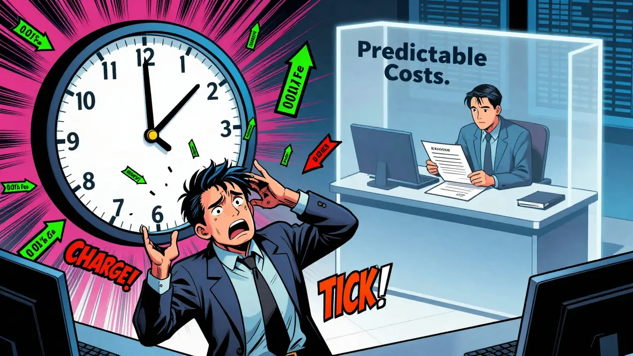 Trader paying frequent fees vs investor with predictable costs