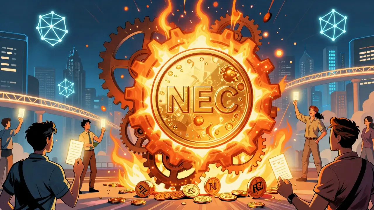 Deflationary token burning mechanism with DAO governance symbols