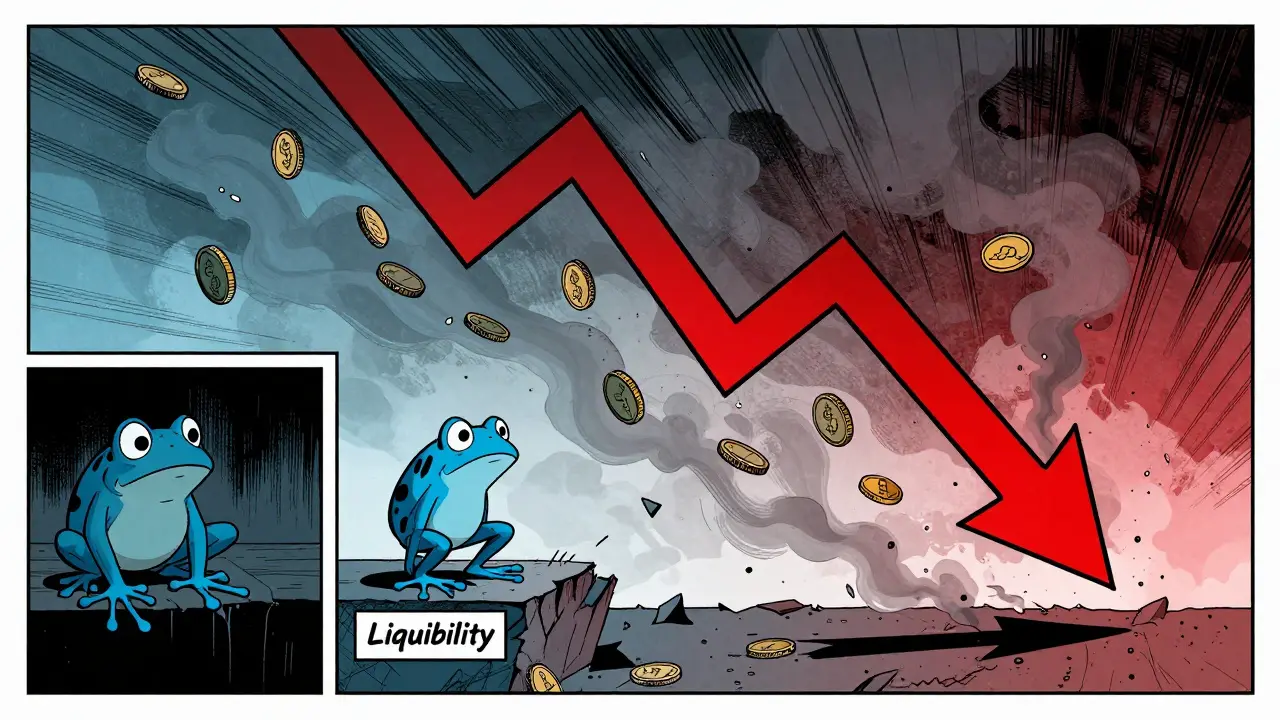 Frog falling as tokens burn and prices crash