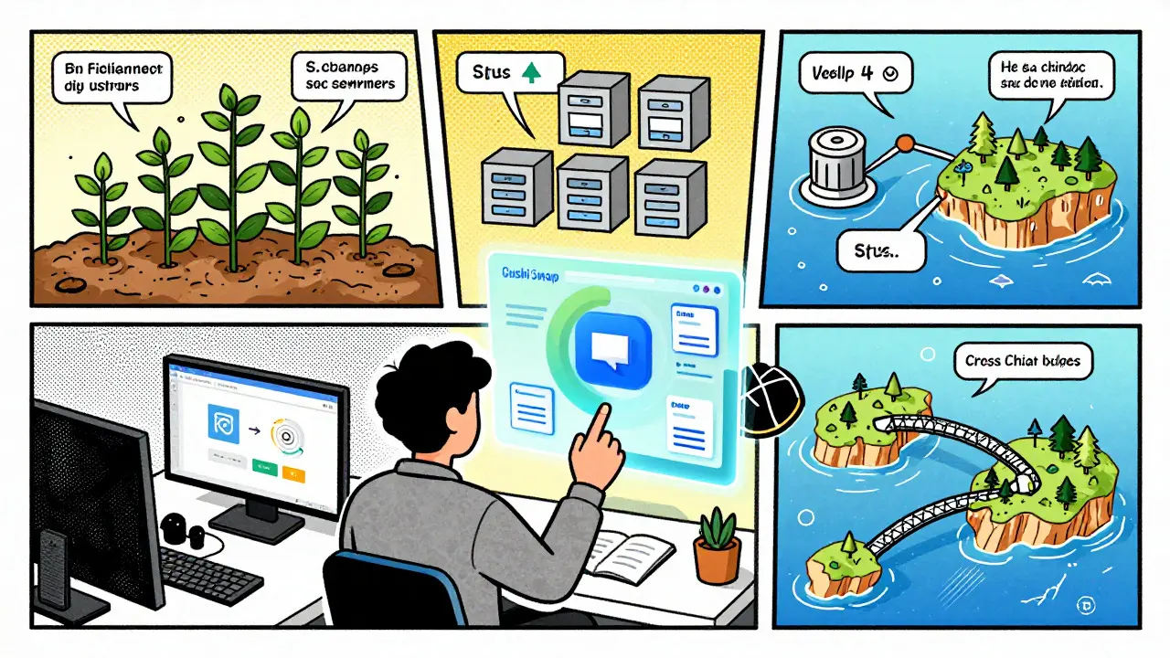 Holographic dashboard showing yield farming and lending tools