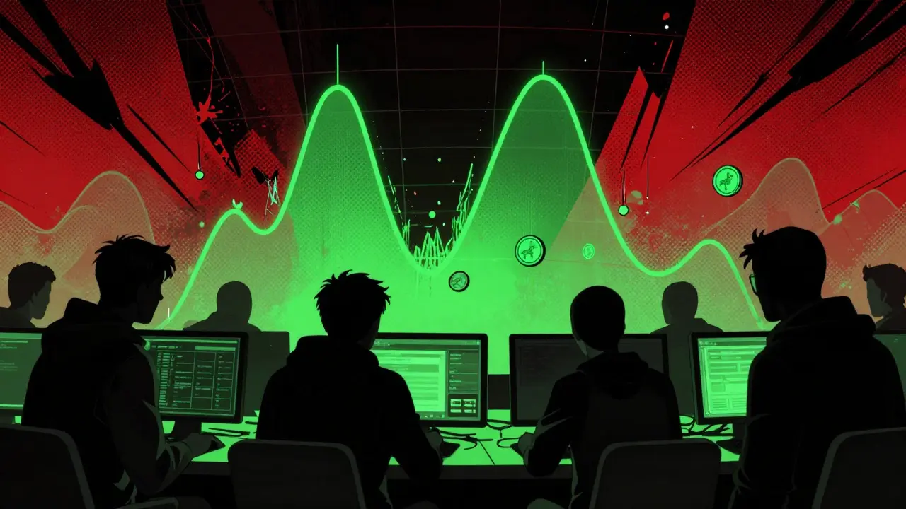 Chaotic digital trading scene with volatile charts