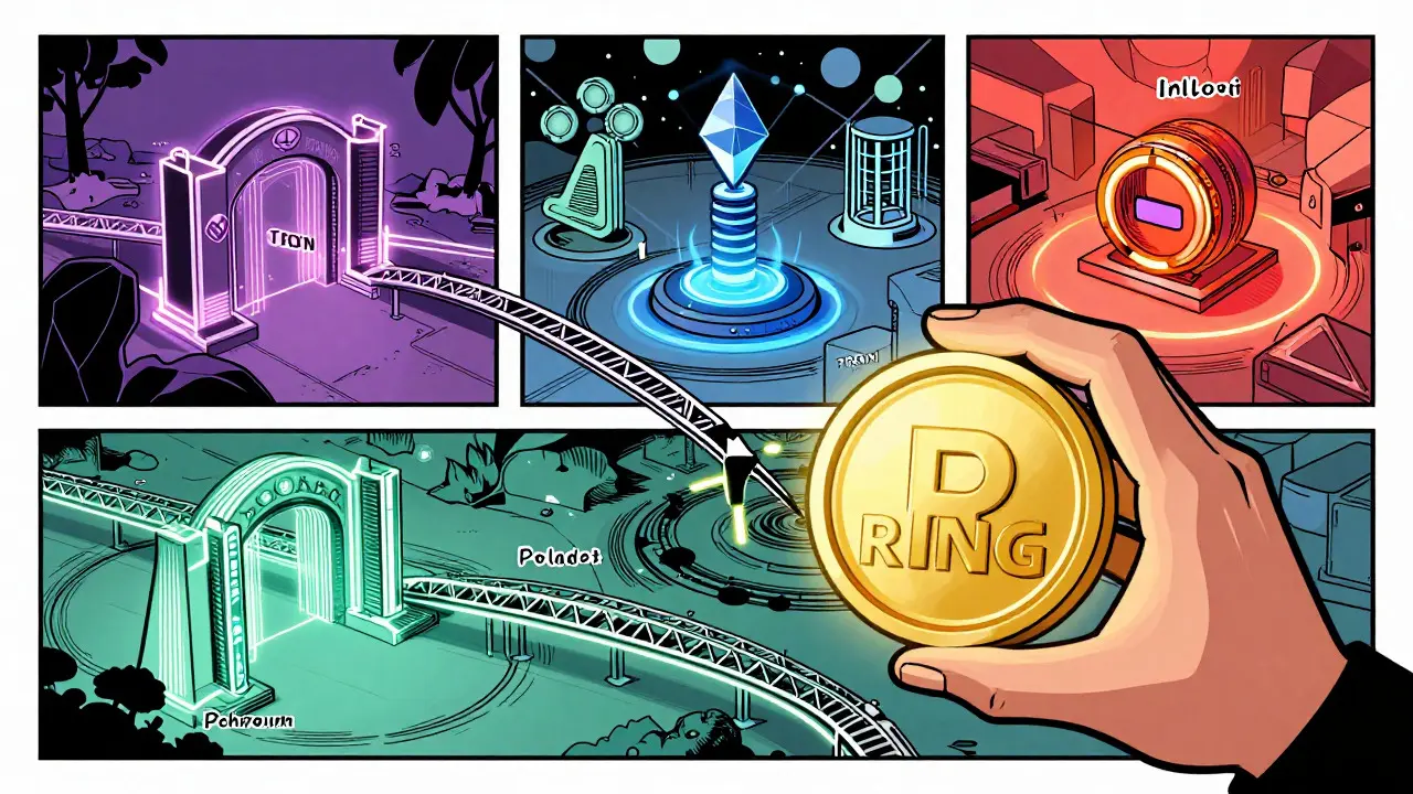 Character using RING token to bridge different blockchain networks