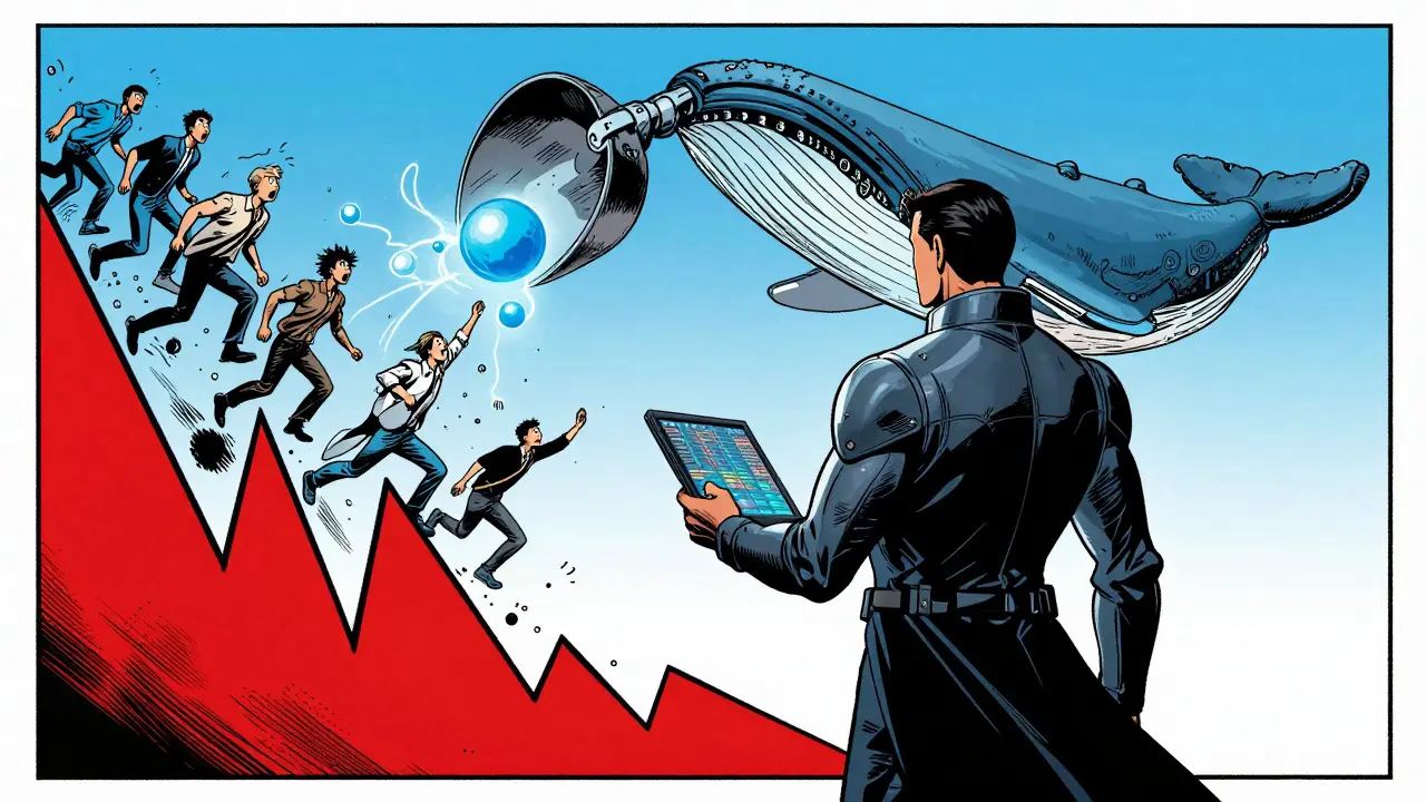 Trader analyzing whale scoop strategy with data visuals