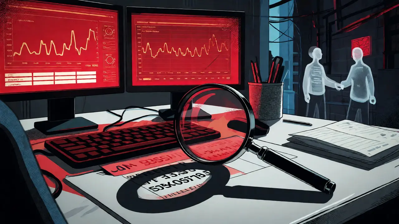Analyst scrutinizes a sanctioned wallet address amidst red compliance alerts.