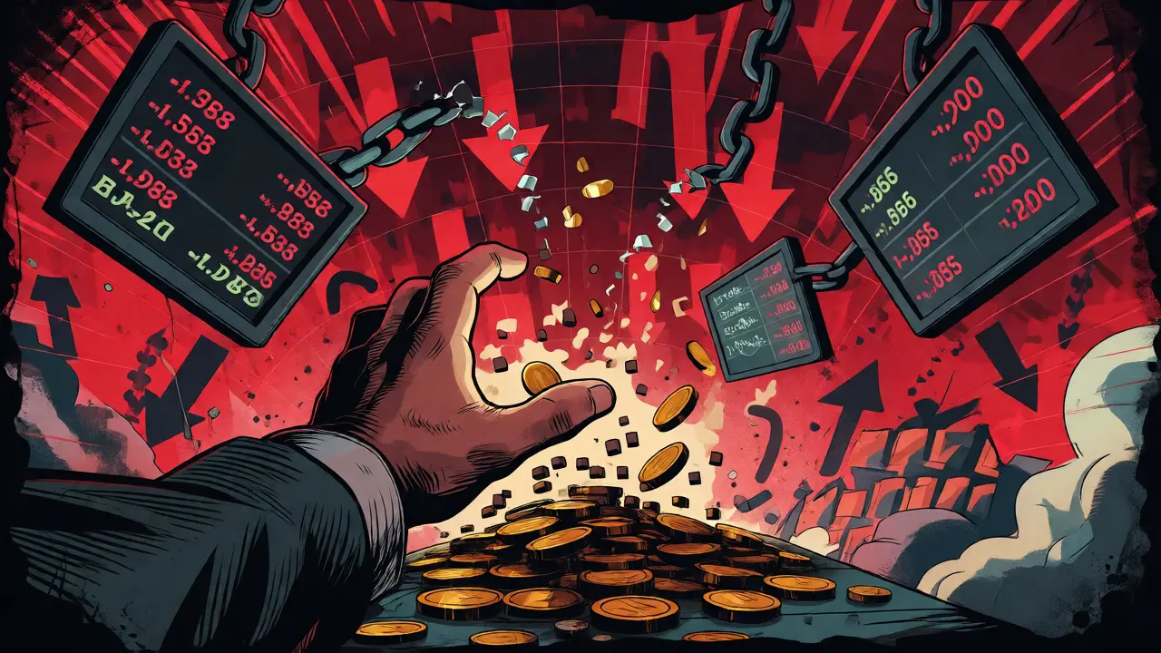 Chaotic crypto market with falling prices and broken chains