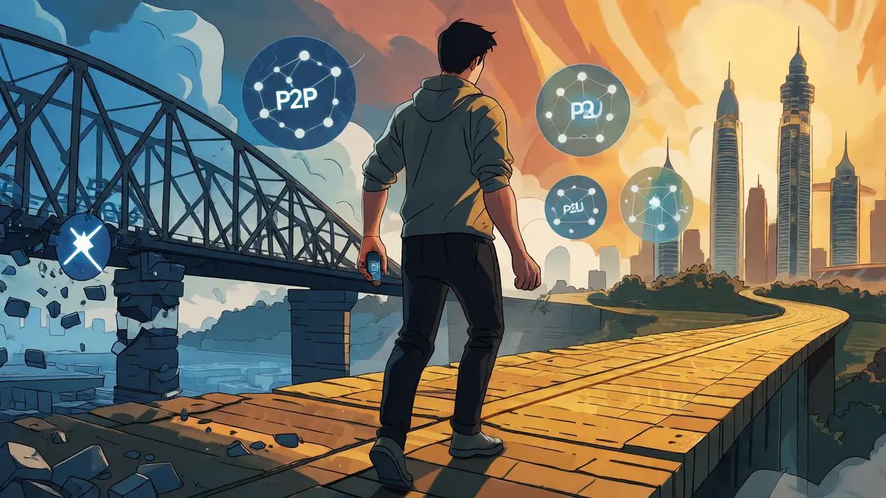 Crypto holder moving funds to self-custody and global markets in comic art